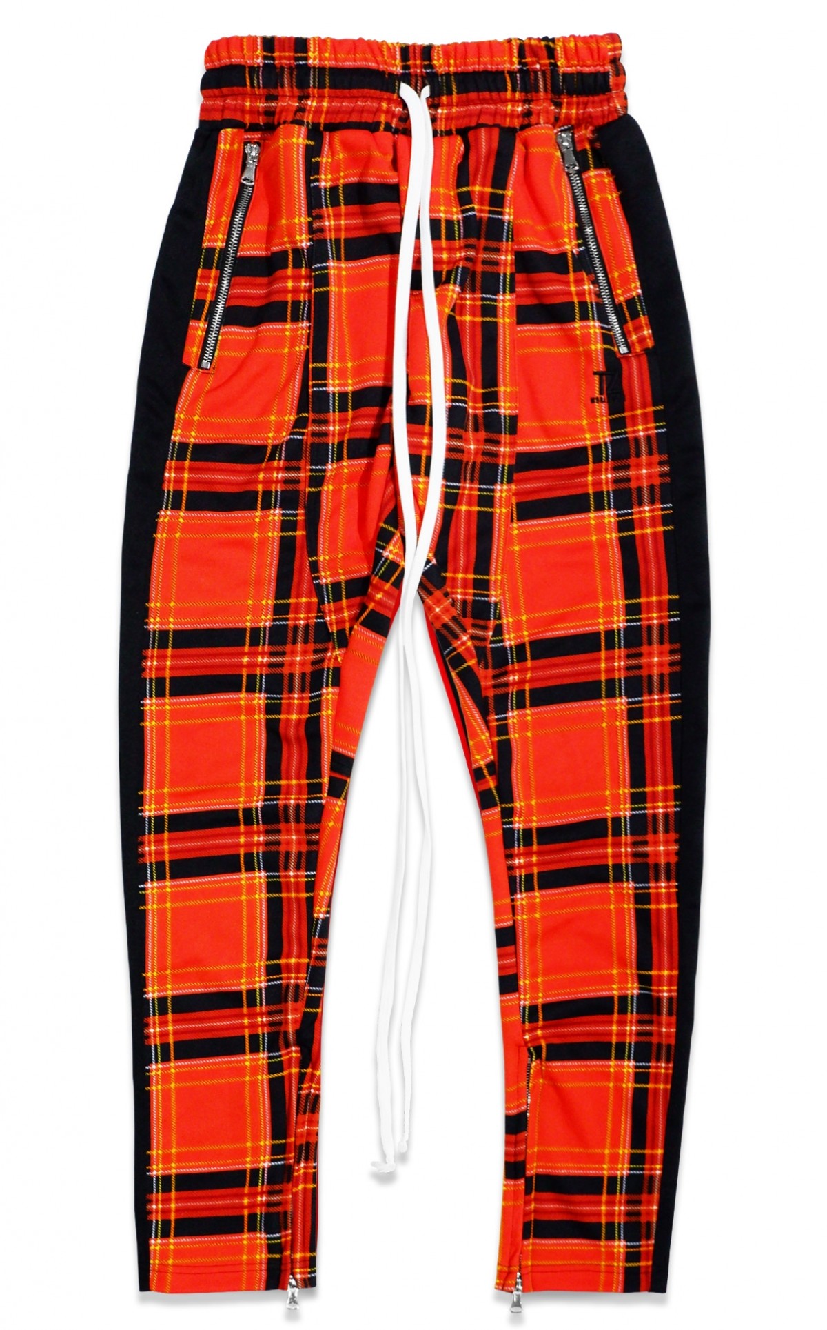 orange checkered trousers