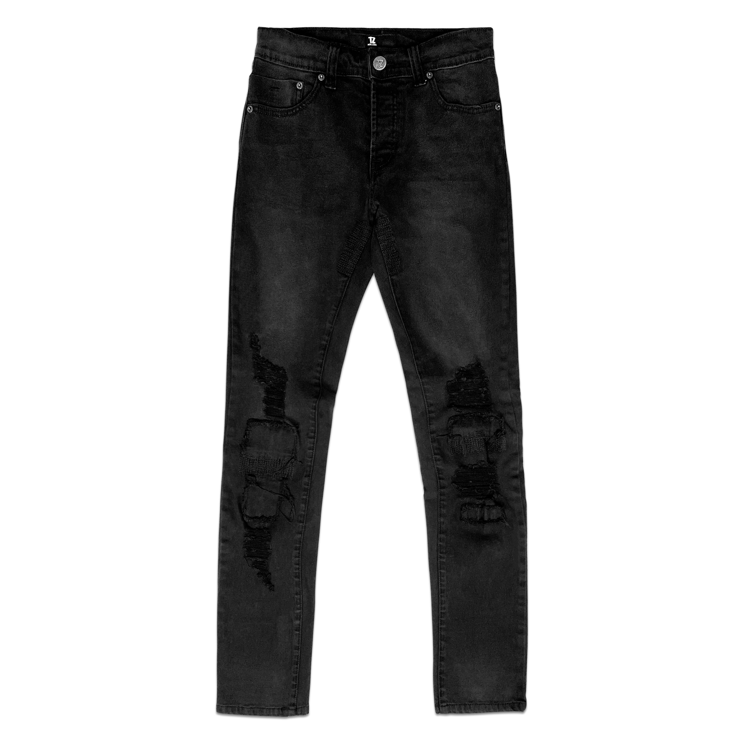 TZ PATCH RIPPED DENIM - BLACK Size 34