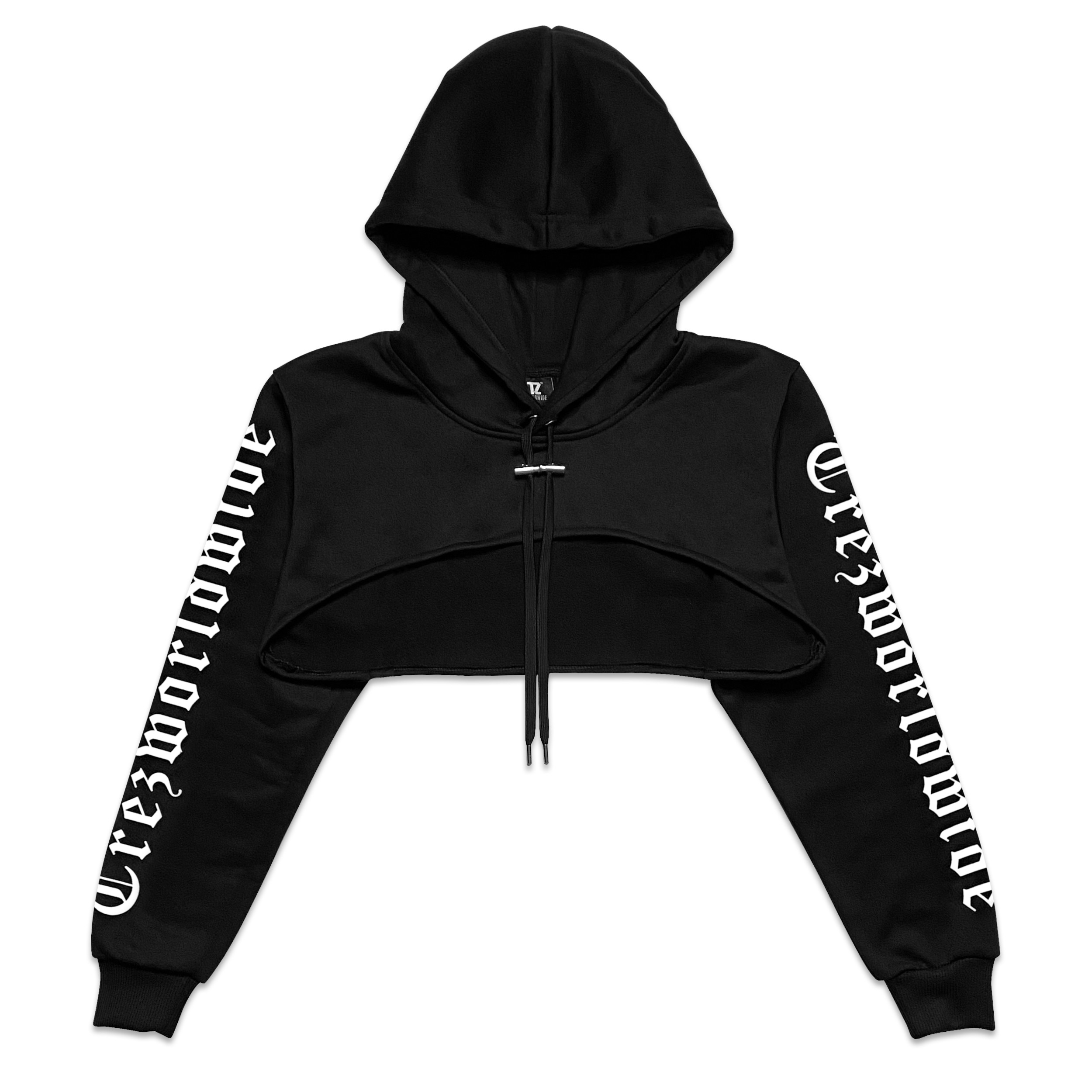 Be Trez High Cropped Hoodie - Black (Glow in the dark - Yellow) Size M
