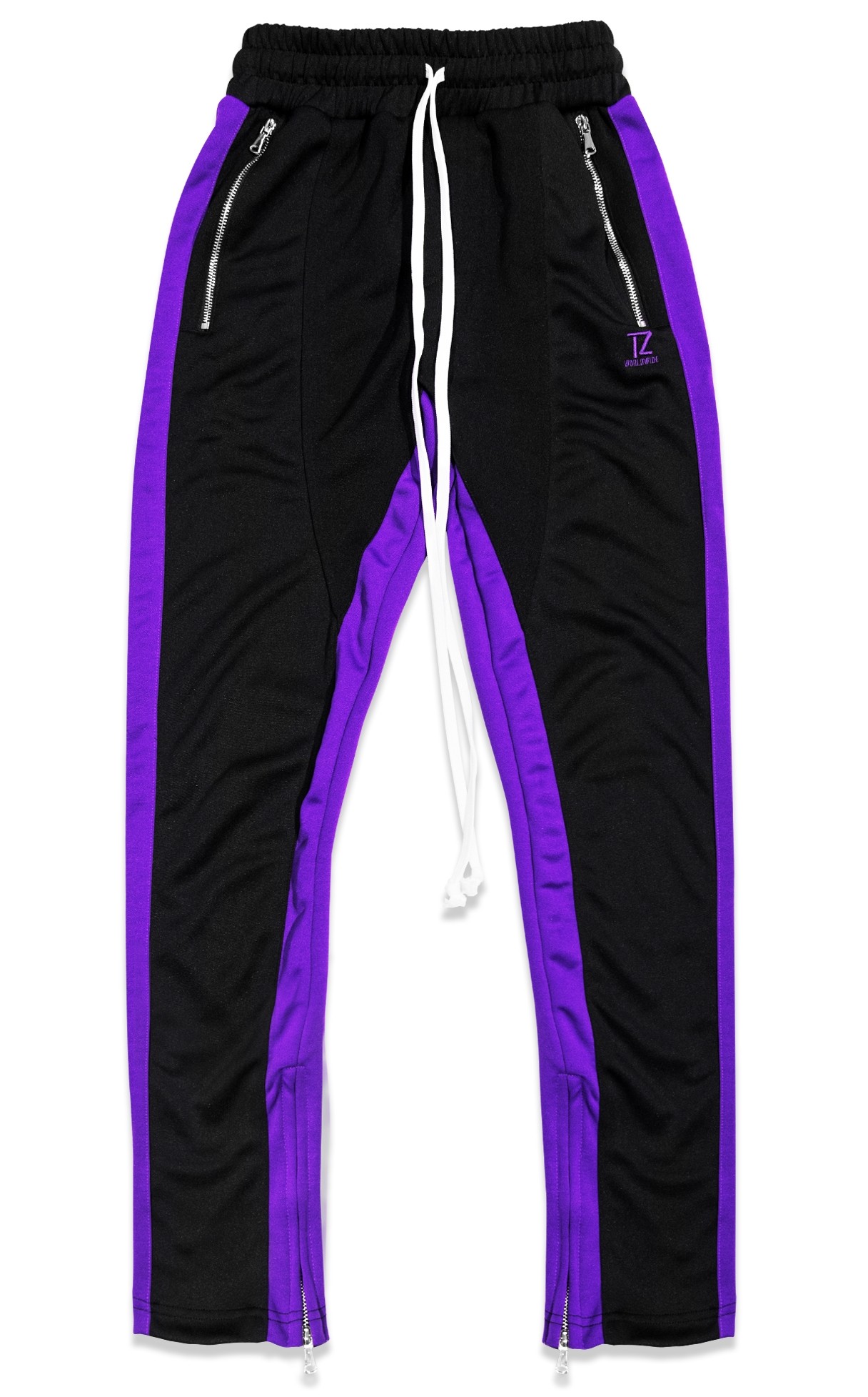purple track pants