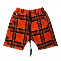 TZ Plaid Shorts Pants - Orange Size S