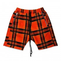 TZ Plaid Shorts Pants - Orange Size L
