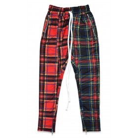 TZ Cross Plaid Track Pant -  Black & Red