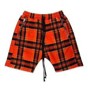 TZ Plaid Shorts Pants - Orange Size S
