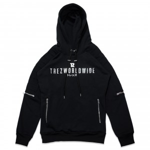 Trez Worldwide Logo Silver Biker Hoodie Size M