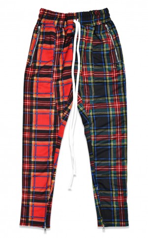 TZ Cross Plaid Track Pant -  Black & Red