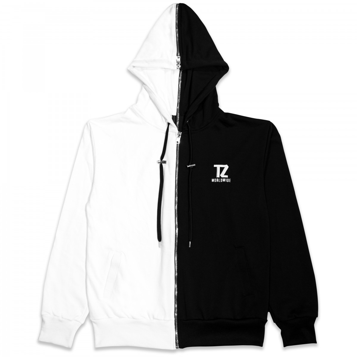 TZ Half Hoodie Black White