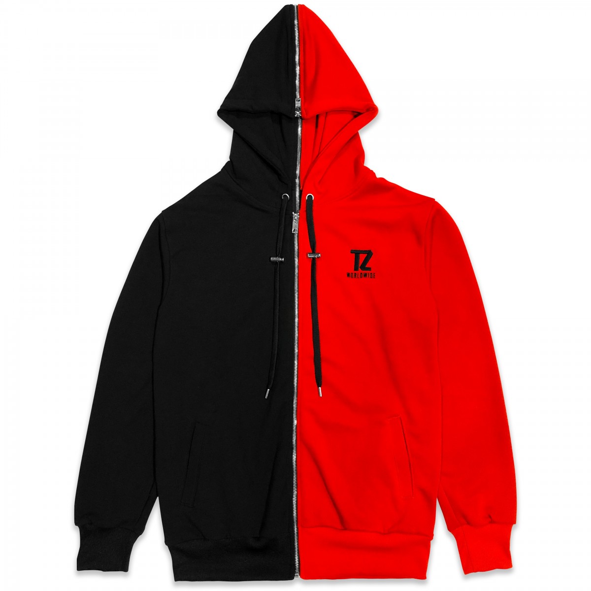 Half red and black hoodie outlet