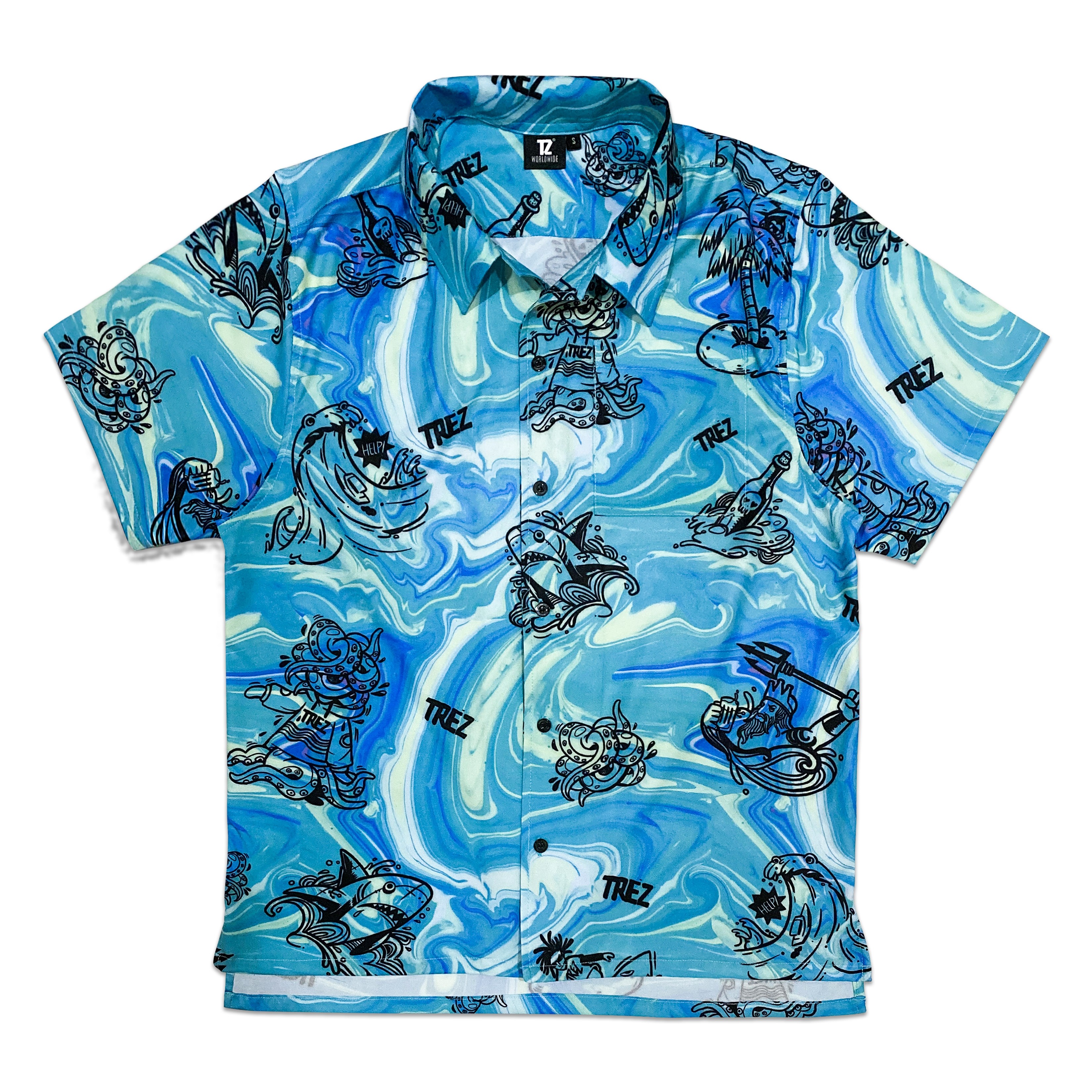 TZ SUMMER BEACH SHORT SLEEVE SHIRT - BLUE